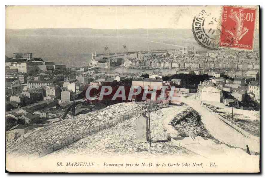CPA Marseille Panorama pris de N D de la Garde cote Nord 
