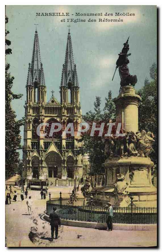CPA Marseille Monument des Mobiles et l'eglise des Reformes 