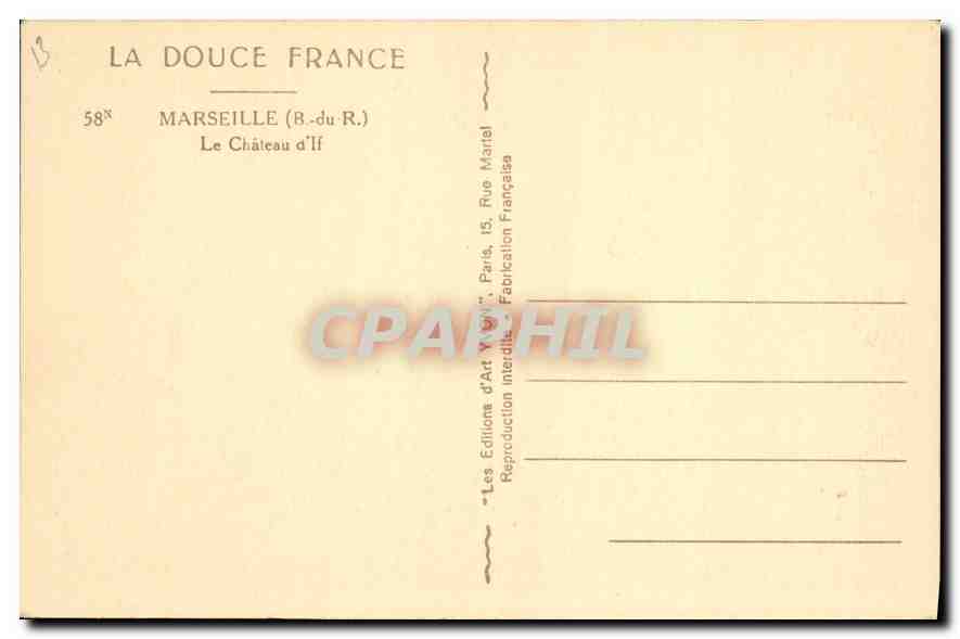 CPA Marseille B du R le chateau d'If  — Rückseite