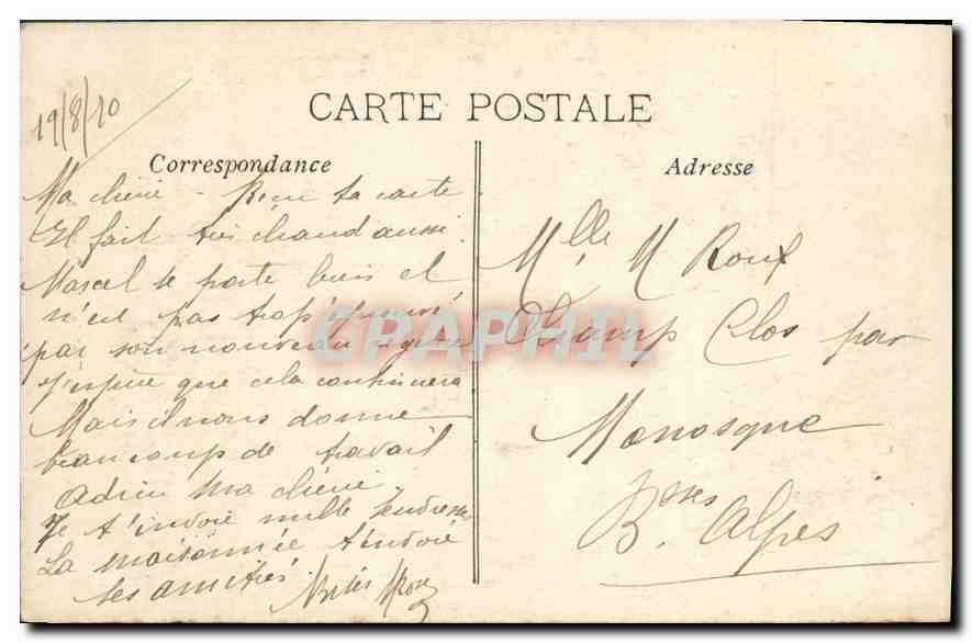 CPA Marseille Fontaine des Danaides  — Verso
