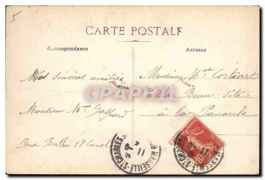 CPA Marseille Monument Pierre Puqet  — Verso