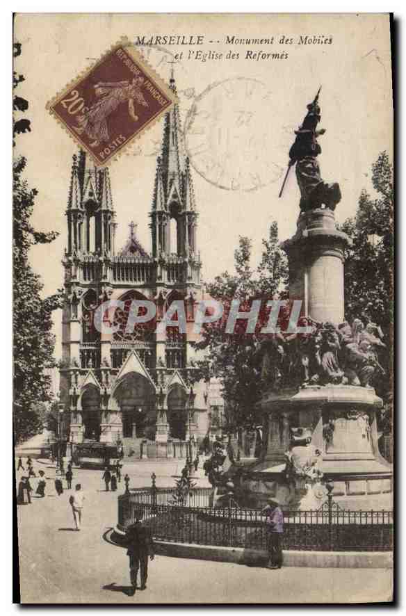 CPA Marseille Monument des Mobiles et l'eglise des Reformes 