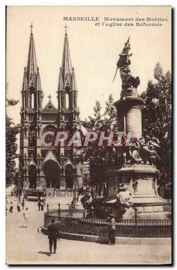 CPA Marseille Monument des Mobiles et l'eglise des Reformes 