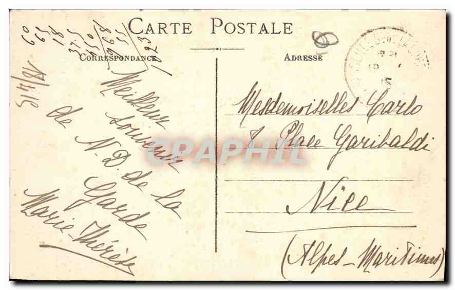 CPA Marseille N D de la Garde la Basilique et la Vigie  — Rückseite