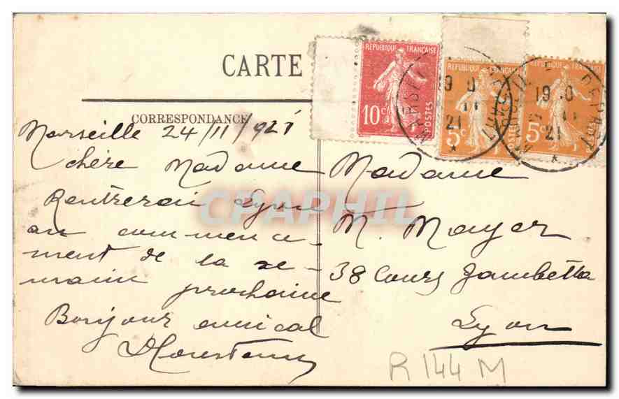 CPA Marseille rue de la Republique  — Verso