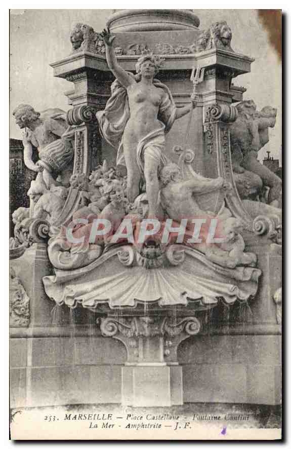 CPA Marseille place Castellane fontaine Cantini la mer Amphitrite 
