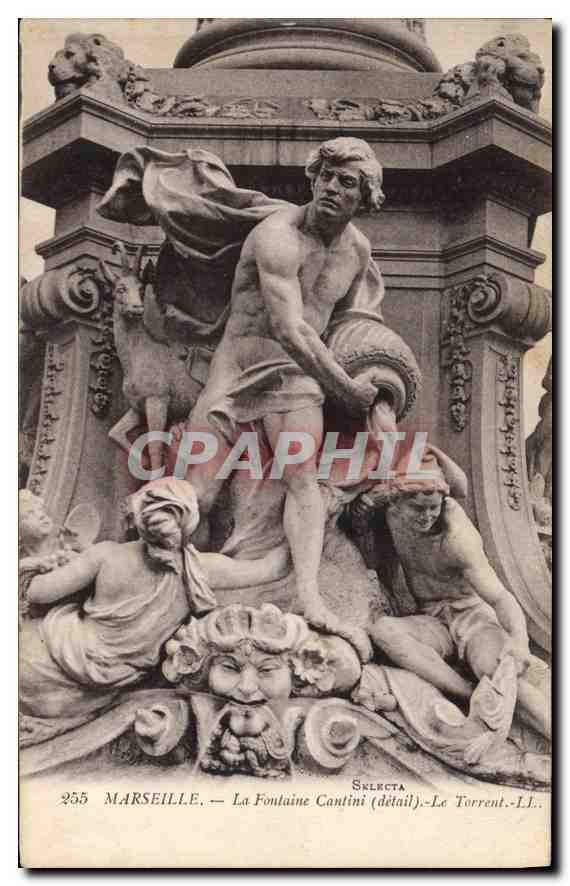 CPA Marseille la fontaine Cantini detail le Torrent 