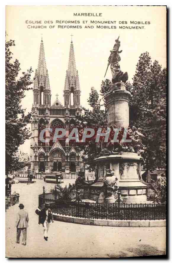 CPA Marseille eglise des Reformes et Monumeen des Mobiles 