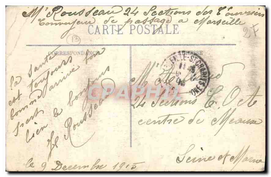 CPA Marseille Le Prophete  — Verso