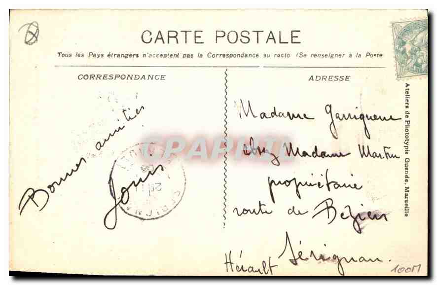 CPA Marseille Notre Dame de la Garde  — Rückseite