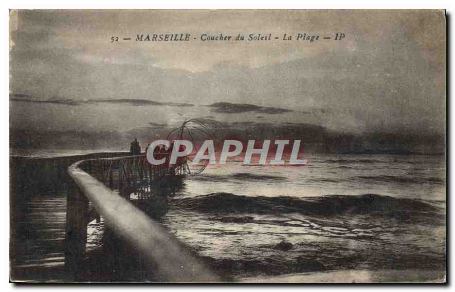 CPA Marseille Coucher du Soleil la plage 