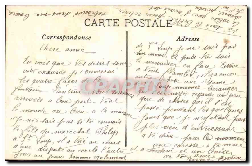 CPA Marseille Fontaine Cantini la Source  — Verso