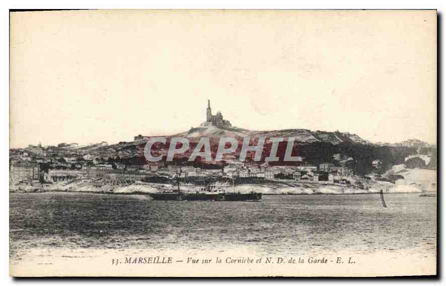 CPA Marseille vue sur la Corniche et N D de la Garde 