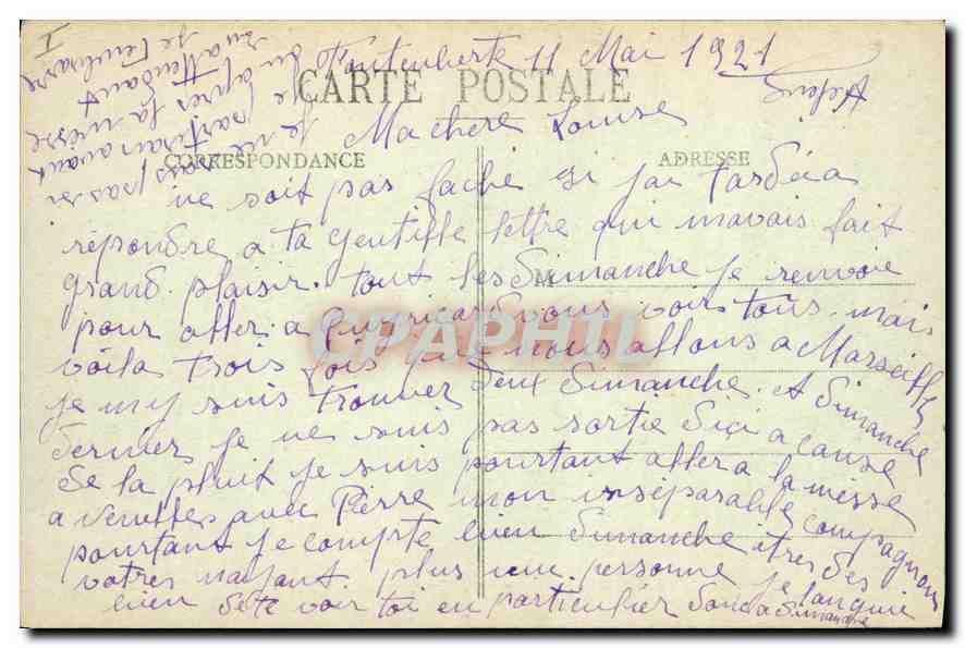 CPA Marseille vue generale sur Notre Dame de la Garde  — Rückseite