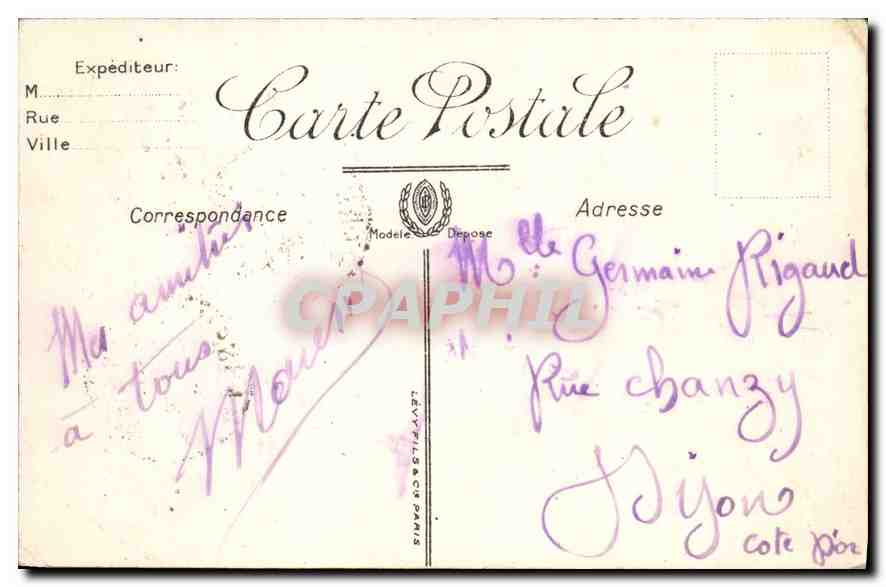 CPA Marseille le vieux port et Notre Dame de la Garde Bateau — Verso