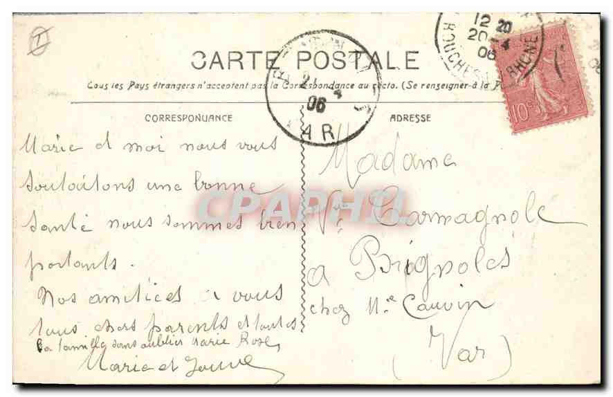 CPA Marseille la Fontaine Estrangin  — Verso