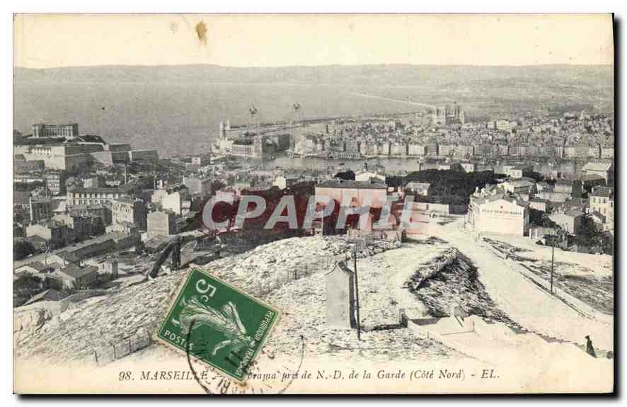 CPA Marseille Panorama pris de N D de la Garde Cote Nord 