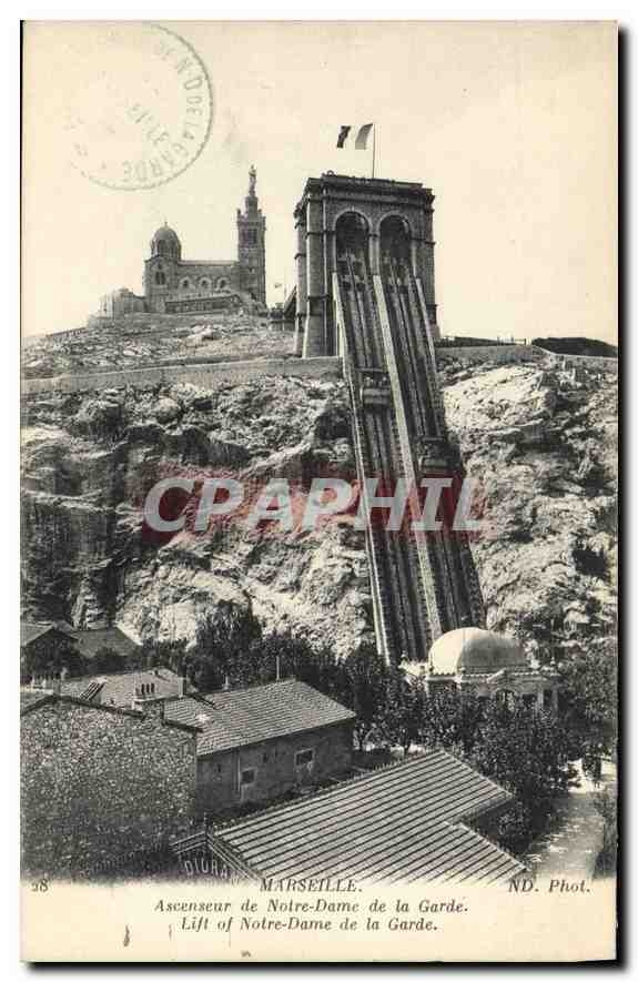 CPA Marseille Ascenseur de Notre Dame de la Garde 