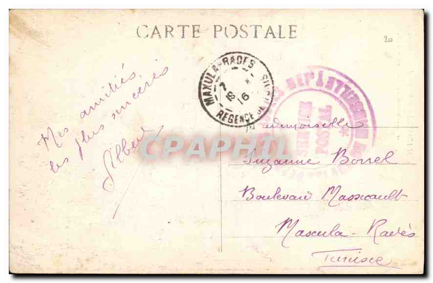 CPA Marseille Eglise des Reformes et le Monument des Mobiles  — Verso