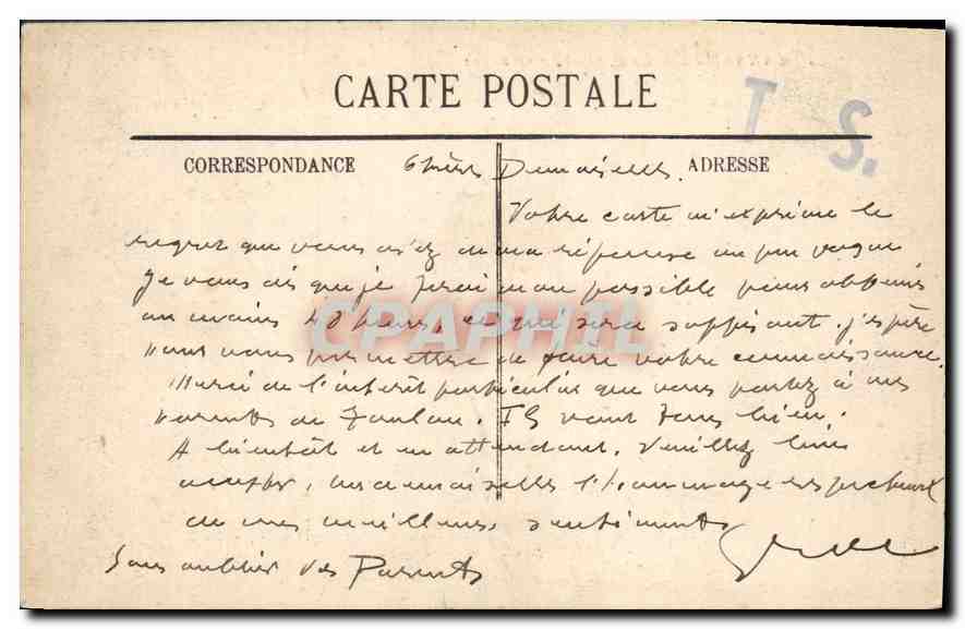 CPA Marseille la Fontaine Estrangin  — Verso