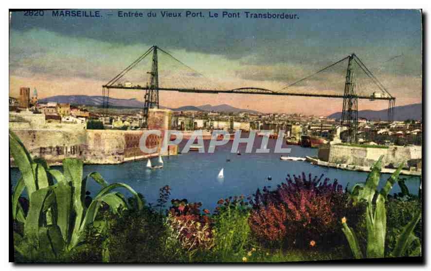 CPA Marseille entree du Vieux port le pont Transbordeur 