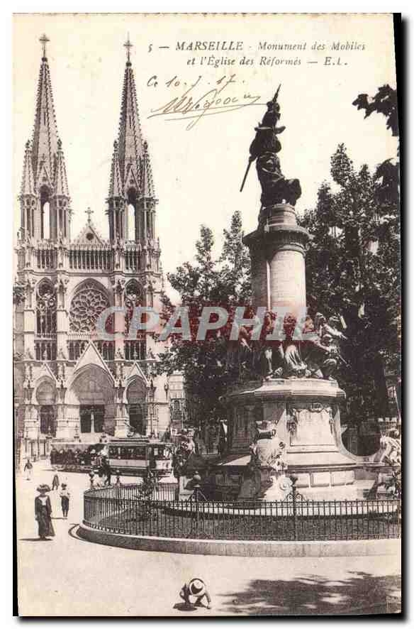 CPA Marseille Monument des Mobiles et l'eglise des Reformes 