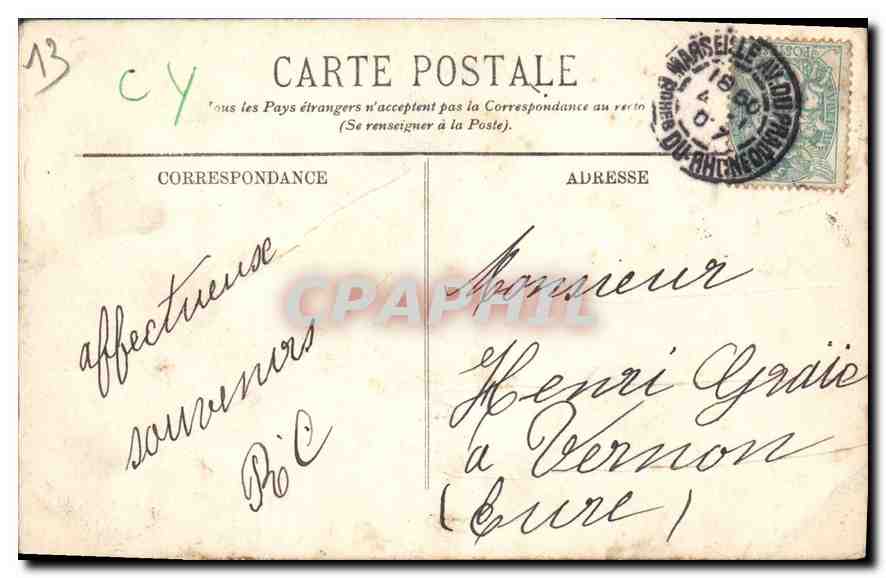 CPA Marseille Notre Dame de la Garde et l'Ascenseur  — Rückseite