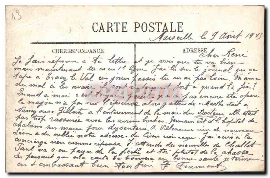 CPA Marseille Notre Dame de la Garde  — Rückseite