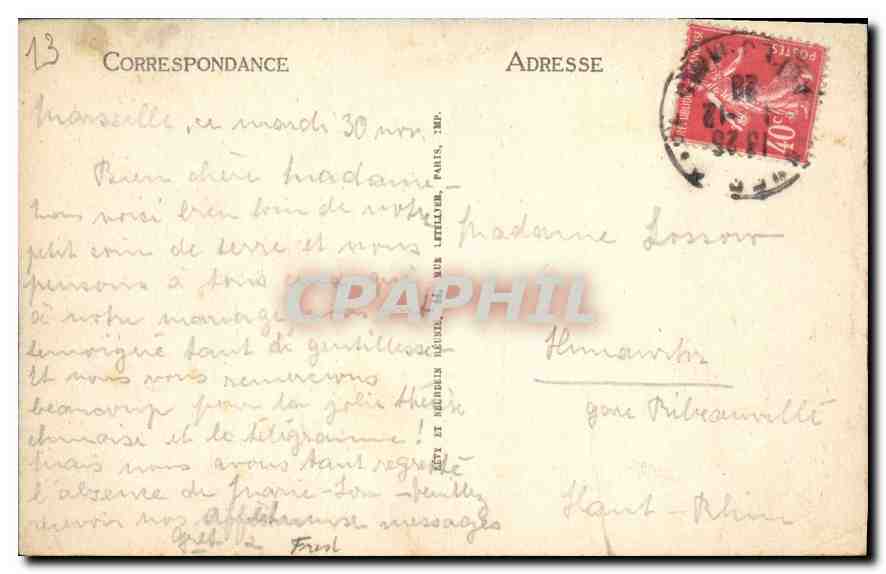 CPA Marseille Notre Dame de la Garde  — Rückseite