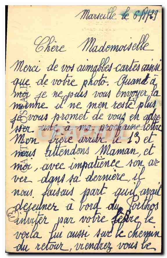 CPA Marseille Notre Dame de la Garde  — Rückseite