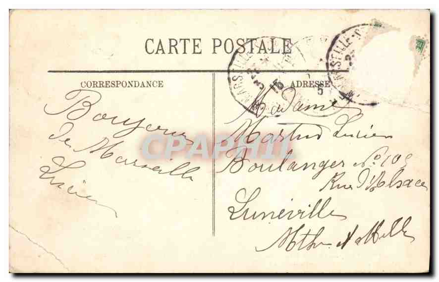 CPA Marseille le Fort Saint Jean le pont Transbordeur et Notre Dame de la Garde  — Rückseite