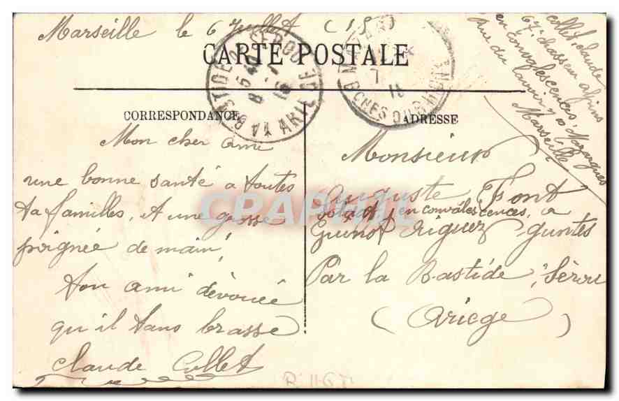 CPA Marseille le Pont de la Fausse Monnaie  — Verso