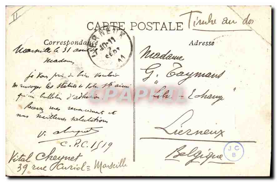 CPA Marseille vue generale des Bassins de la Joliette  — Rückseite