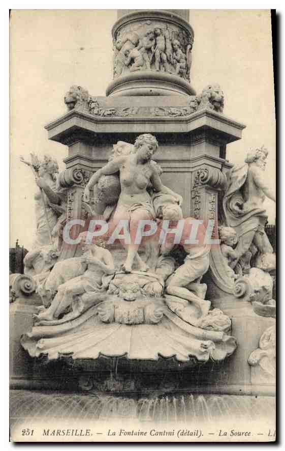 CPA Marseille la Fontaine Cantini detail la Source 