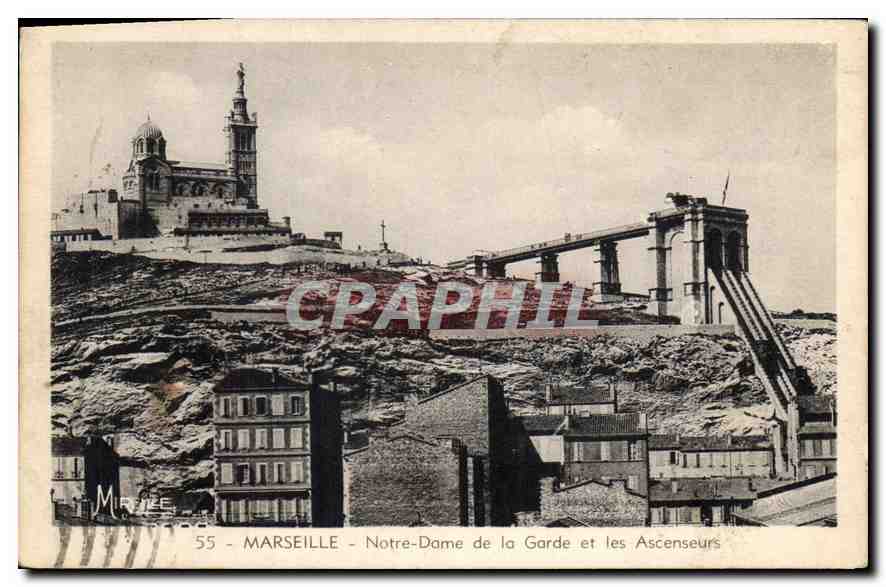 CPA Marseille Notre Dame de la Garde et les Ascenseurs 