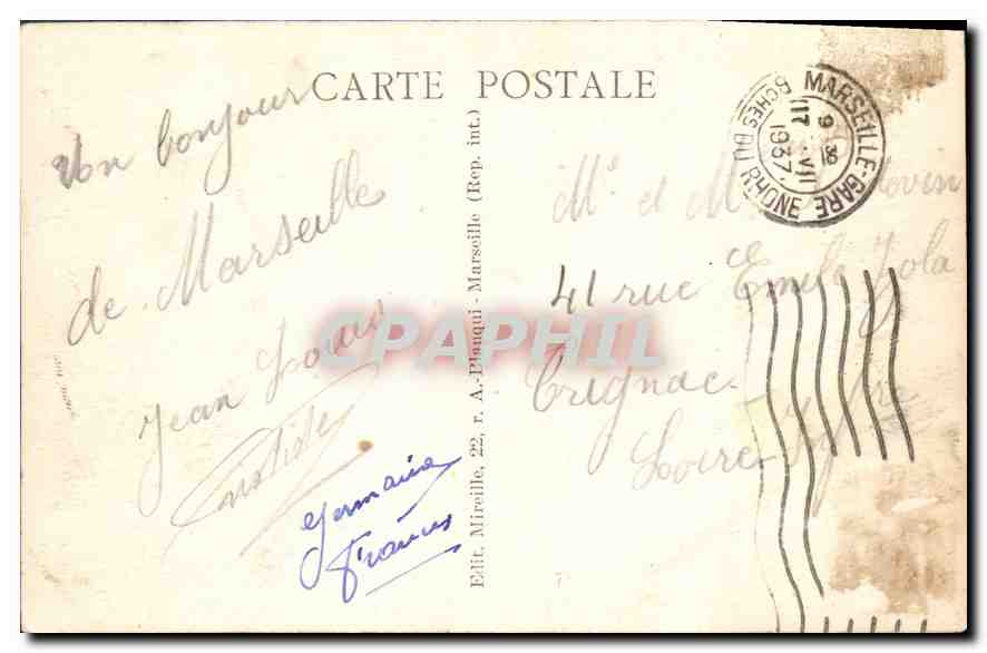 CPA Marseille Notre Dame de la Garde et les Ascenseurs  — Rückseite