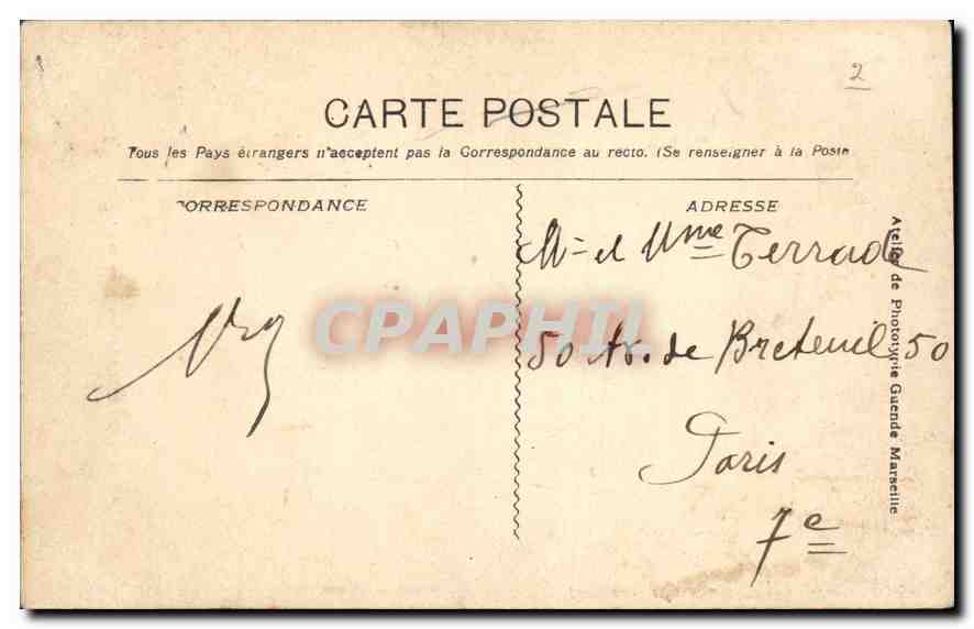 CPA Marseille les Ascenseurs de N D de la garde  — Verso