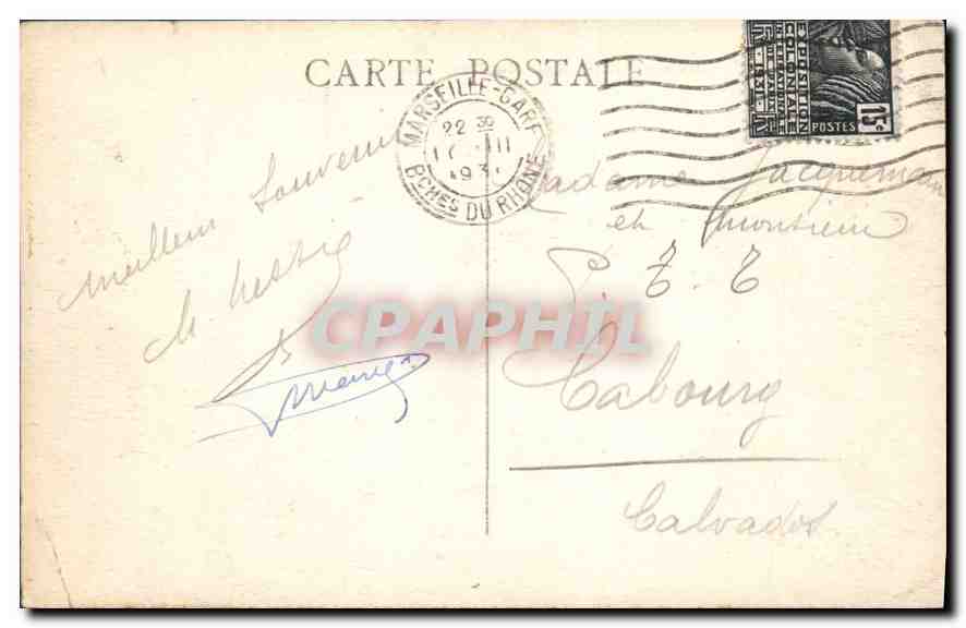 CPA Marseille la Corniche Baie du Prophete  — Rückseite
