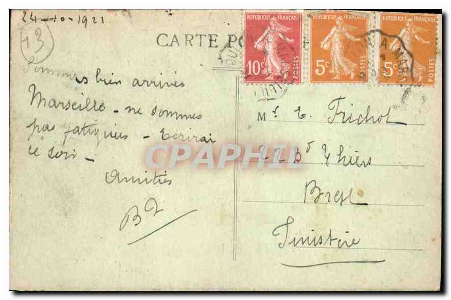CPA Marseille l'Anse du Prophete  — Verso
