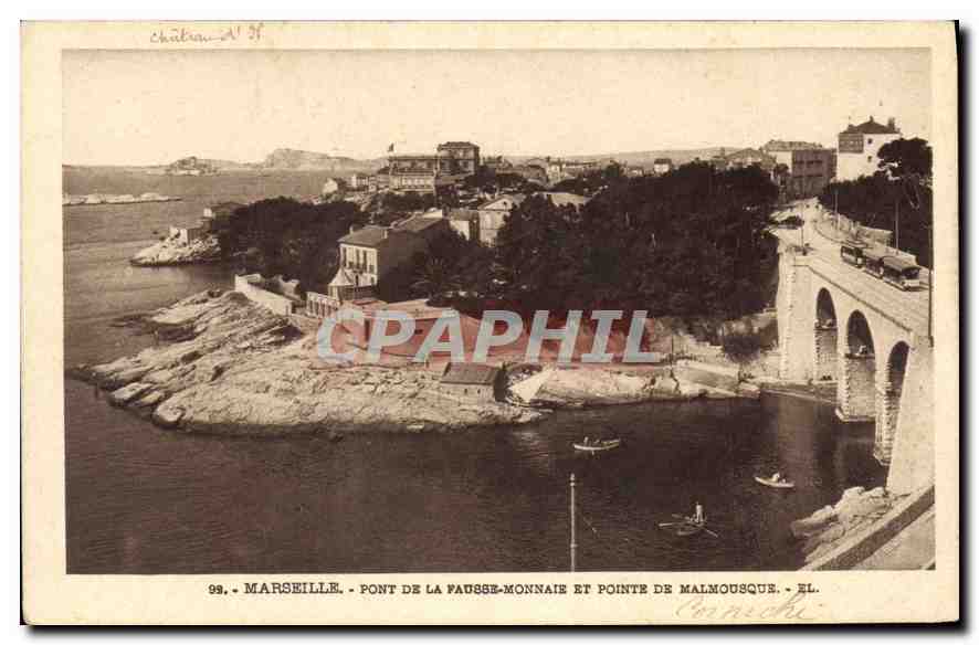 CPA Marseille pont de la Fausse Monnaie et Pointe de Malmousque 
