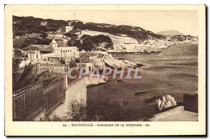 CPA Marseille panorama de la Corniche 