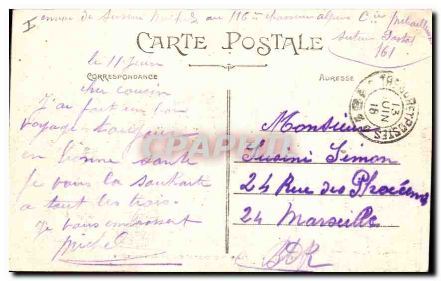 CPA Lyon place Bellecour et coteau de Fourviere  — Verso