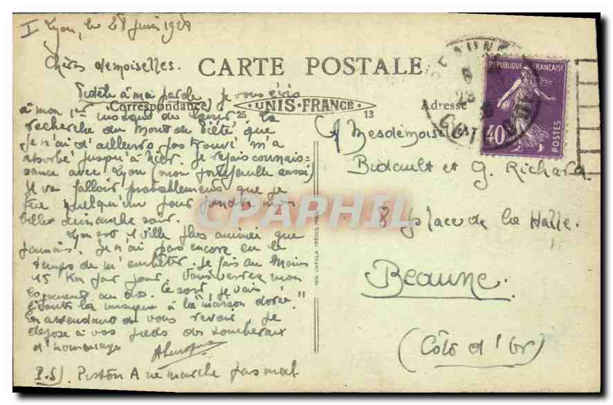CPA Lyon place Bellecour  — Rückseite