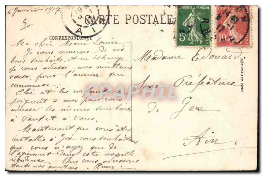 CPA Lyon place Bellecour et eglise de la Charite  — Verso