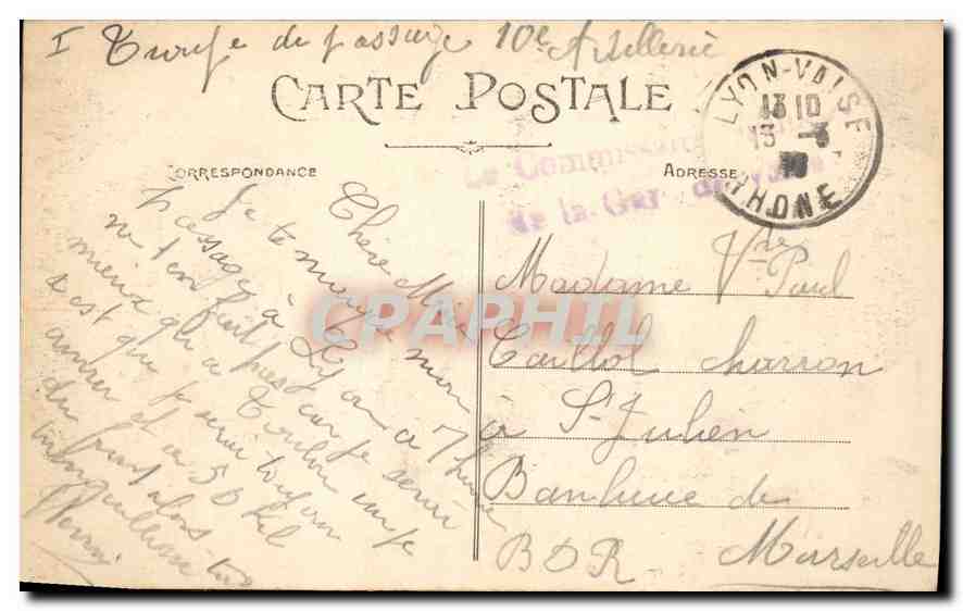 CPA Lyon place Bellecour et Coteau de Fourviere  — Verso
