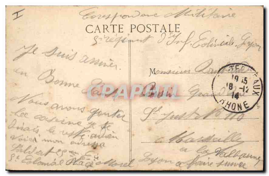 CPA Lyon place Bellecour et coteau de Fourviere  — Verso
