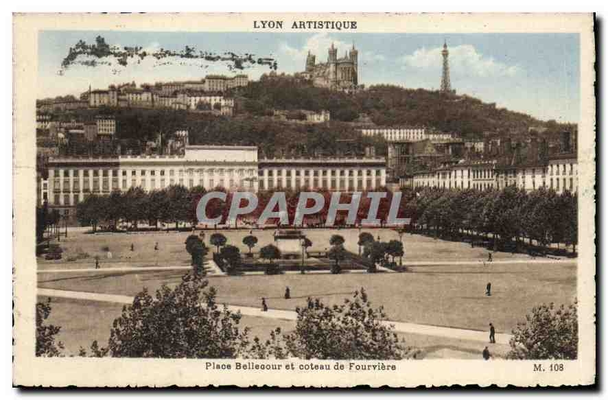 CPA Lyon Artistique place Bellecour et coteau de Fourviere 