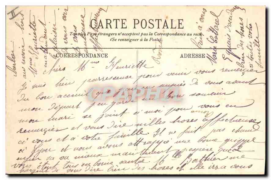 CPA Lyon la place Bellecour  — Rückseite
