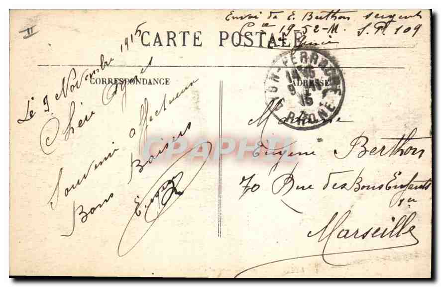 CPA Lyon place Bellecour et Coteau de Fourviere  — Verso