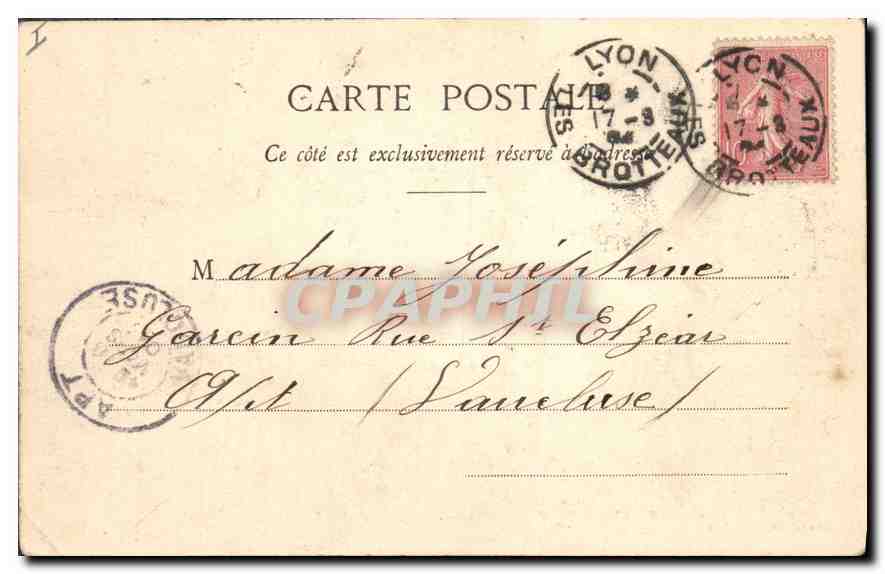 CPA Lyon place et Fontaine des Jacobins  — Rückseite